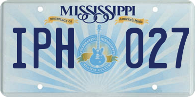 MS license plate IPH027