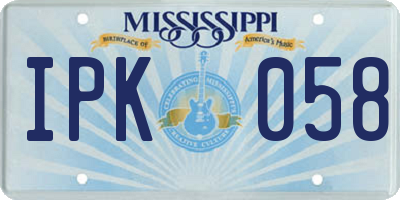 MS license plate IPK058