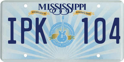 MS license plate IPK104