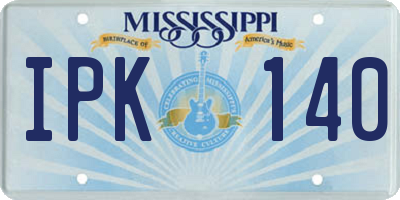 MS license plate IPK140