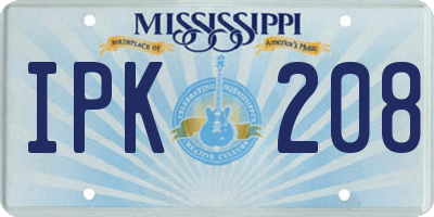 MS license plate IPK208