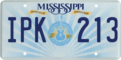 MS license plate IPK213
