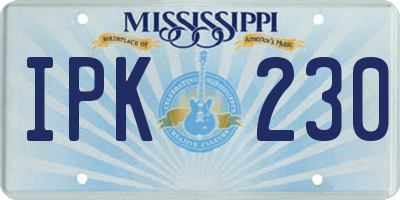 MS license plate IPK230