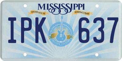 MS license plate IPK637