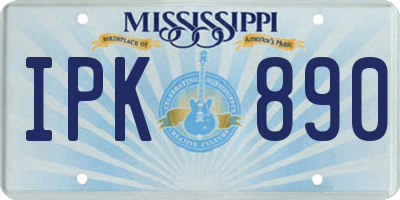 MS license plate IPK890