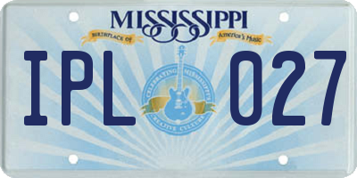MS license plate IPL027