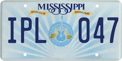 MS license plate IPL047