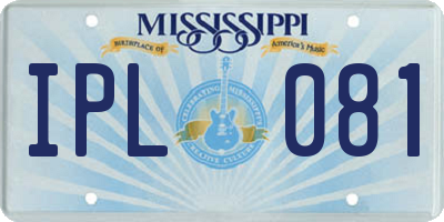 MS license plate IPL081