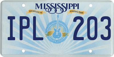 MS license plate IPL203