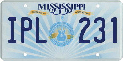 MS license plate IPL231