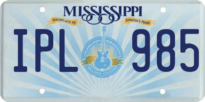 MS license plate IPL985