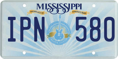 MS license plate IPN580