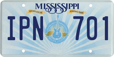 MS license plate IPN701