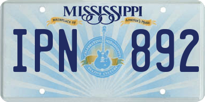 MS license plate IPN892