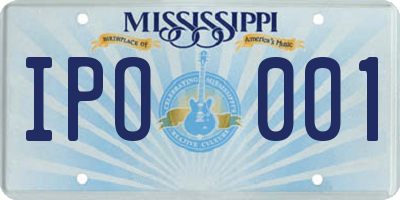 MS license plate IPO001