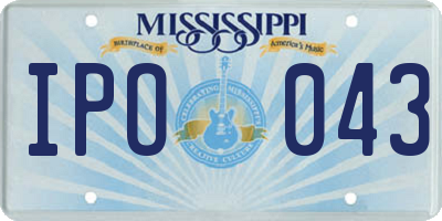 MS license plate IPO043