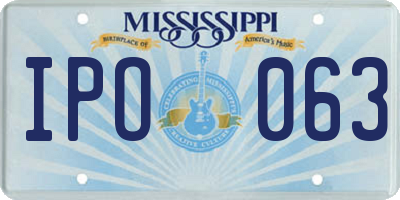 MS license plate IPO063