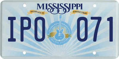 MS license plate IPO071