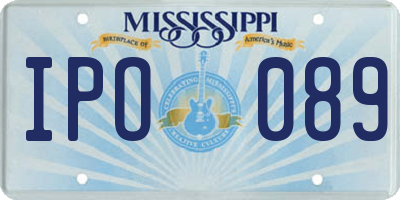 MS license plate IPO089