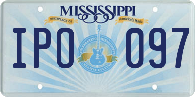 MS license plate IPO097