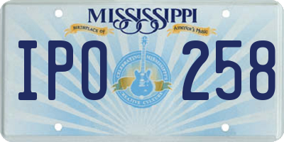 MS license plate IPO258