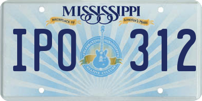 MS license plate IPO312