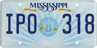 MS license plate IPO318