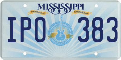 MS license plate IPO383