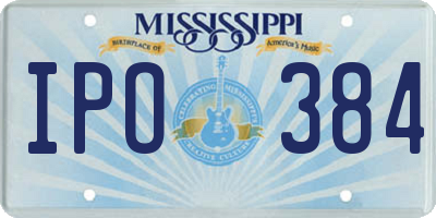 MS license plate IPO384