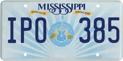 MS license plate IPO385