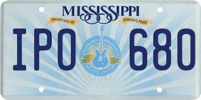 MS license plate IPO680