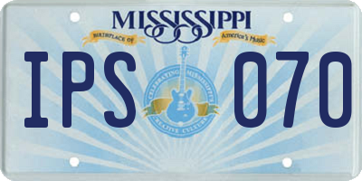 MS license plate IPS070