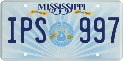 MS license plate IPS997