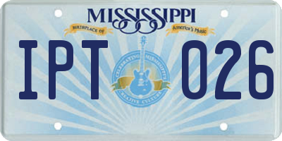 MS license plate IPT026