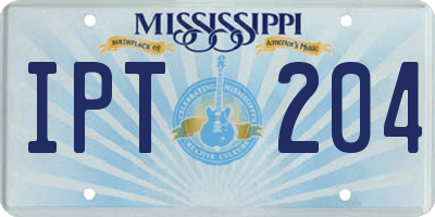 MS license plate IPT204