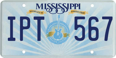 MS license plate IPT567