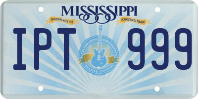 MS license plate IPT999