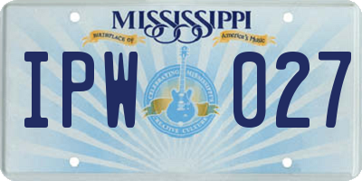 MS license plate IPW027
