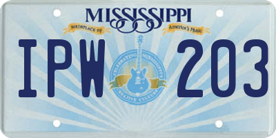 MS license plate IPW203
