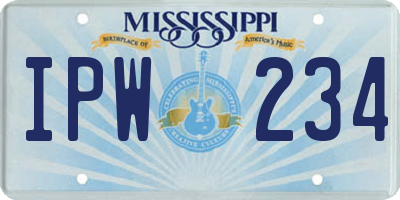 MS license plate IPW234