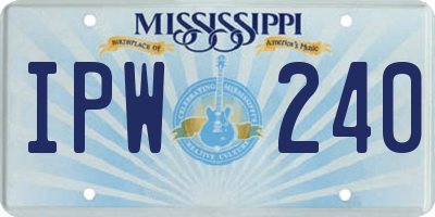 MS license plate IPW240