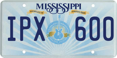 MS license plate IPX600