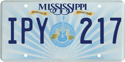 MS license plate IPY217