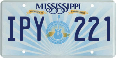 MS license plate IPY221