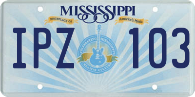 MS license plate IPZ103