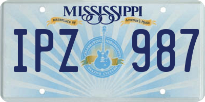 MS license plate IPZ987