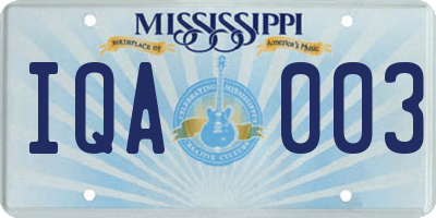 MS license plate IQA003