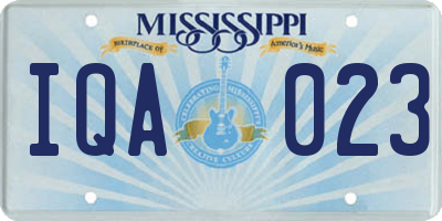 MS license plate IQA023