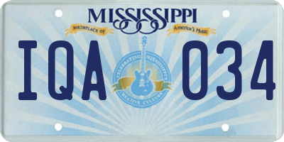 MS license plate IQA034
