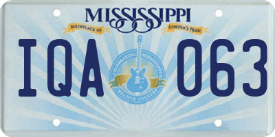 MS license plate IQA063